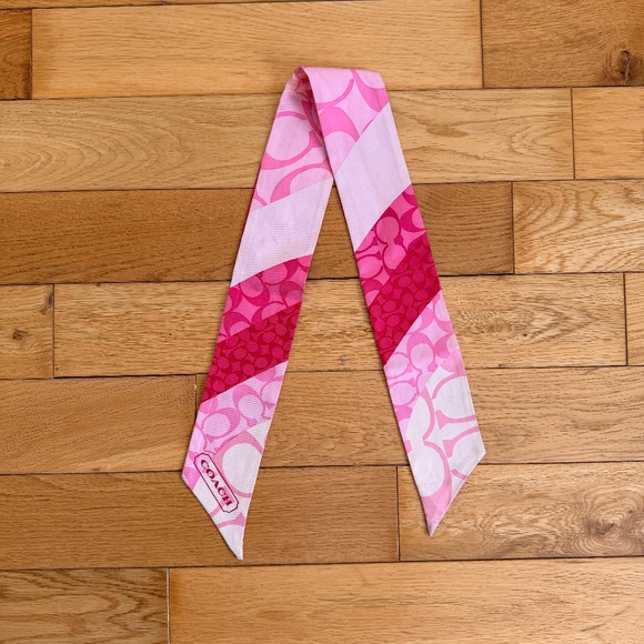 COACH Pink Skinny Scarf - Picture 1 of 6